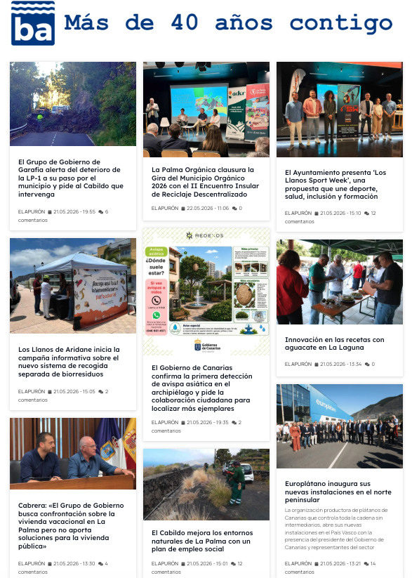 Listado de noticias de El Apurón con tarjetas de artículos, imágenes y metadatos editoriales.